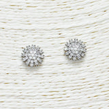 88296, FLOWER CUBIC ZIRCONIA STUD EARRING