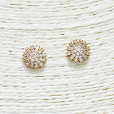 88296, FLOWER CUBIC ZIRCONIA STUD EARRING