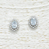 88297, OVAL CUBIC ZIRCONIA STUD EARRING