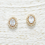 88297, OVAL CUBIC ZIRCONIA STUD EARRING