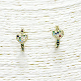 88301, HEART CUBIC ZIRCONIA HALF HOOP POST EARRING