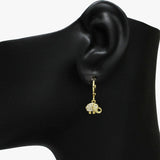 88302, ELEPHANT DANGLE CUBIC ZIRCONIA HUGGIE EARRING