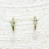 88303, STAR CUBIC ZIRCONIA HALF HOOP POST EARRING