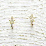 88303, STAR CUBIC ZIRCONIA HALF HOOP POST EARRING