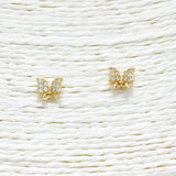88304, BUTTERFLY DAINTY CUBIC ZIRCONIA STUD EARRING
