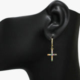88307, CROSS CUBIC ZIRCONIA DANGLE HUGGIE EARRING
