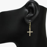 88307, CROSS CUBIC ZIRCONIA DANGLE HUGGIE EARRING