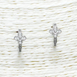 88308, CLOVER CUBIC ZIRCONIA HALF HOOP POST EARRING