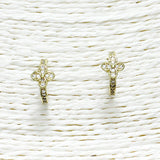88308, CLOVER CUBIC ZIRCONIA HALF HOOP POST EARRING