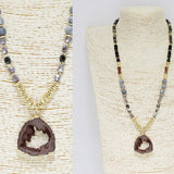 Druzy Stone Handmade Long Beaded Necklace - view 3