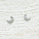 88334, CRESCENT MOON DAINTY CUBIC ZIRCONIA STUD EARRING