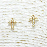 88335, CROSS DAINTY CUBIC ZIRCONIA STUD EARRING