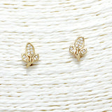 88336, LEAF DAINTY CUBIC ZIRCONIA STUD EARRING
