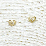 88337, HEART DAINTY CUBIC ZIRCONIA STUD EARRING