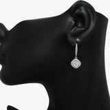 88338, SQUARE ACCENT CUBIC ZIRCONIA FISH HOOK EARRING