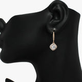 88338, SQUARE ACCENT CUBIC ZIRCONIA FISH HOOK EARRING