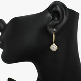 88338, SQUARE ACCENT CUBIC ZIRCONIA FISH HOOK EARRING