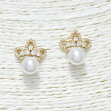 88346, CROWN CUBIC ZIRCONIA STUD EARRING