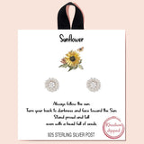 88448, "SUNFLOWER" 925 STERLING SILVER POST CZ STUD EARRING