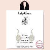88452, "LADY OF GRACES" VIRGIN MARY 925 STERLING SILVER POST EARRING