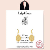 88452, "LADY OF GRACES" VIRGIN MARY 925 STERLING SILVER POST EARRING