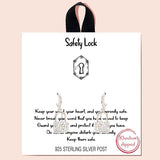 88453, "SAFETY LOCK" CZ 925 STERLING SILVER POST EARRING