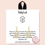 88453, "SAFETY LOCK" CZ 925 STERLING SILVER POST EARRING