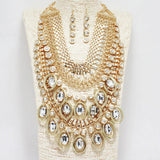88469, OVAL ACCENT RHINESTONE METAL STATEMENT NECKLACE