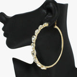 88472, TEARDROP ACCENT RHINESTONE HOOP EARRING