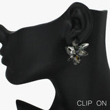 88473, MARQUISE N TEARDROP ACCENT RHINESTONE EVENING CLIP ON EARRING