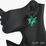 88473, MARQUISE N TEARDROP ACCENT RHINESTONE EVENING CLIP ON EARRING