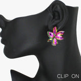 88473, MARQUISE N TEARDROP ACCENT RHINESTONE EVENING CLIP ON EARRING
