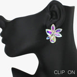 88473, MARQUISE N TEARDROP ACCENT RHINESTONE EVENING CLIP ON EARRING