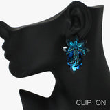 88474, TEARDROP RHINESTONE EVENING CLIP ON EARRING