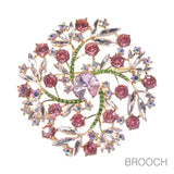 88521, FLORAL ACCENT RHINESTONE EVENING PIN BROOCH