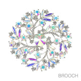 88521, FLORAL ACCENT RHINESTONE EVENING PIN BROOCH