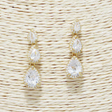 88530, TRIPE TEARDROP CUBIC ZIRCONIA EARRING