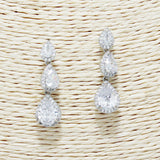 88530, TRIPE TEARDROP CUBIC ZIRCONIA EARRING