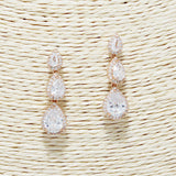 88530, TRIPE TEARDROP CUBIC ZIRCONIA EARRING