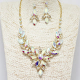 88532, FLOWER ACCENT RHINESTONE EVENING NECKLACE