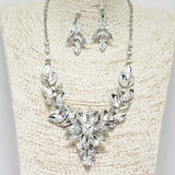 88532, FLOWER ACCENT RHINESTONE EVENING NECKLACE