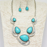 88542, TEARDROP TURQUOISE STONE ACCENT NECKLACE