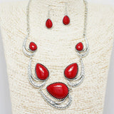 88542, TEARDROP TURQUOISE STONE ACCENT NECKLACE