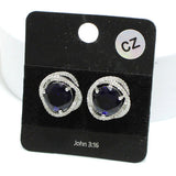 88549, ROUND ACCENT CUBIC ZIRCONIA STUD EARRING