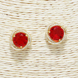 88549, ROUND ACCENT CUBIC ZIRCONIA STUD EARRING