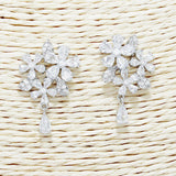 88550, FLOWER ACCENT CUBIC ZIRCONIA EARRING