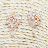88550, FLOWER ACCENT CUBIC ZIRCONIA EARRING