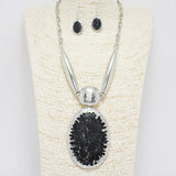 88558, OVAL SEMI PRECIOUS STONE NECKLACE