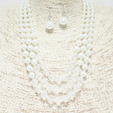 88559, PEARL N BEAD TRIPLE LAYERED NECKLACE