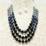 88559, PEARL N BEAD TRIPLE LAYERED NECKLACE